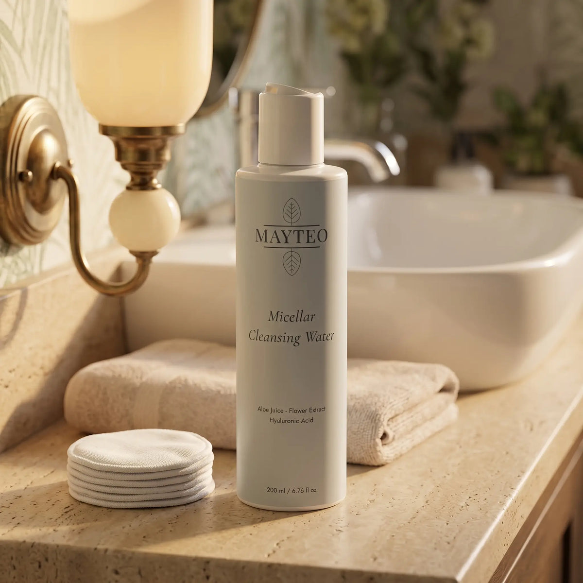 Mayteo Micellar Cleansing Water in een natuurlijke setting