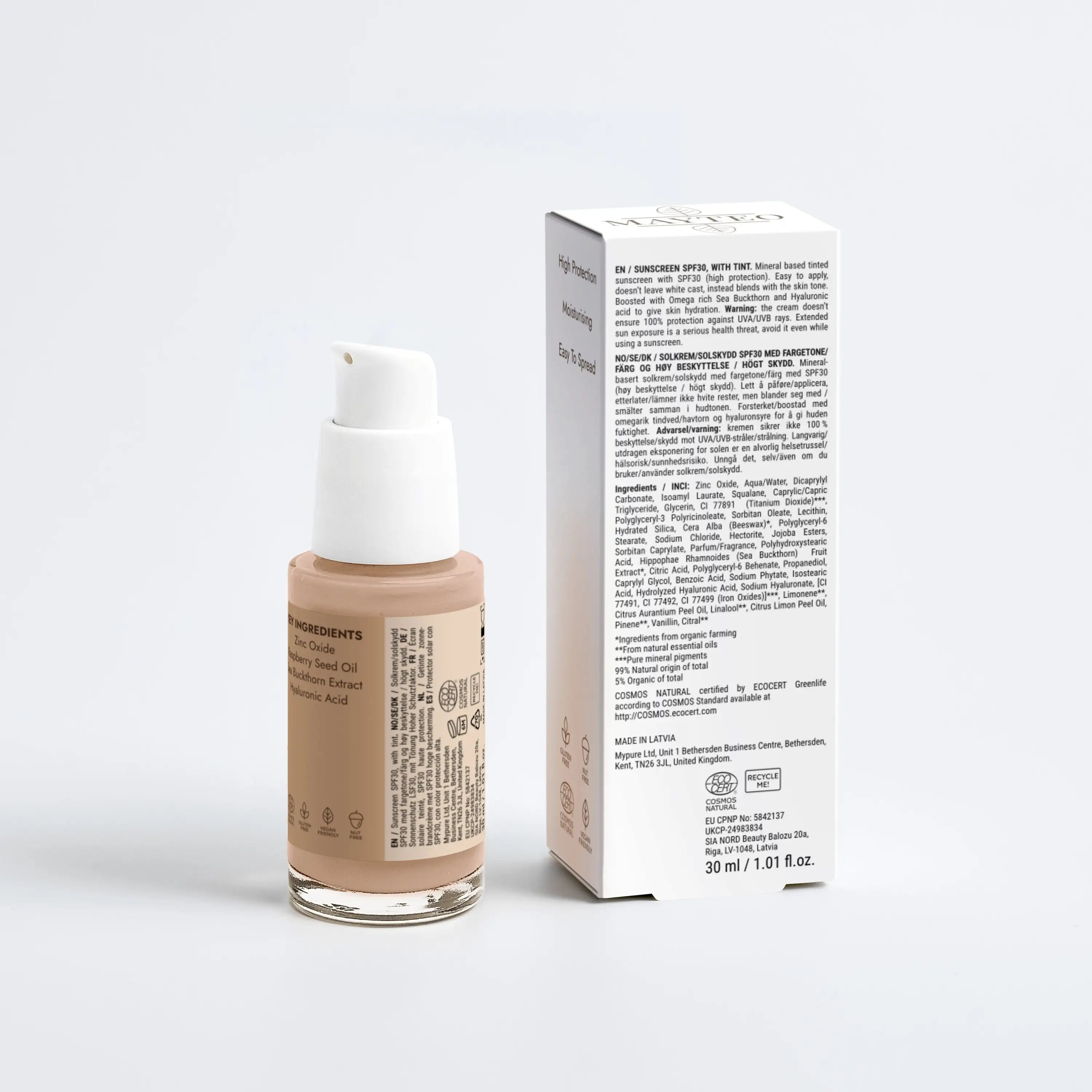 Sunscreen SPF30, with tint